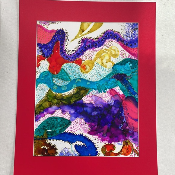 ❤️ alcohol ink artwork, 9 x 12 fun abstract - Picture 7 of 9